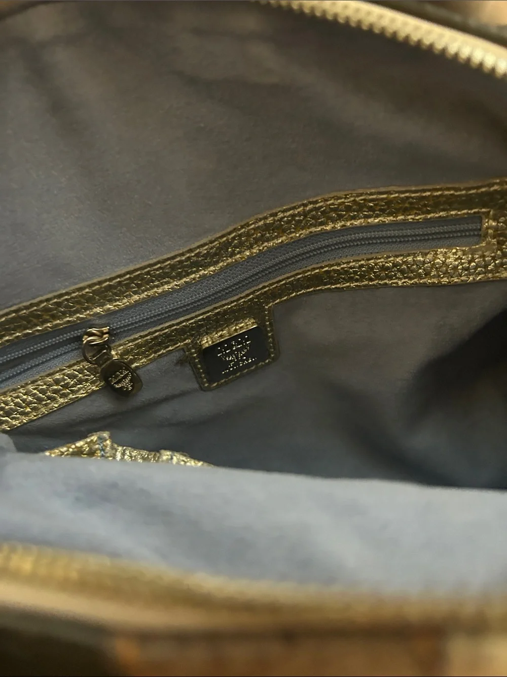 Lion 🦁 Black Logo Satchel with Red and Yellow Stripe and Gold Handles